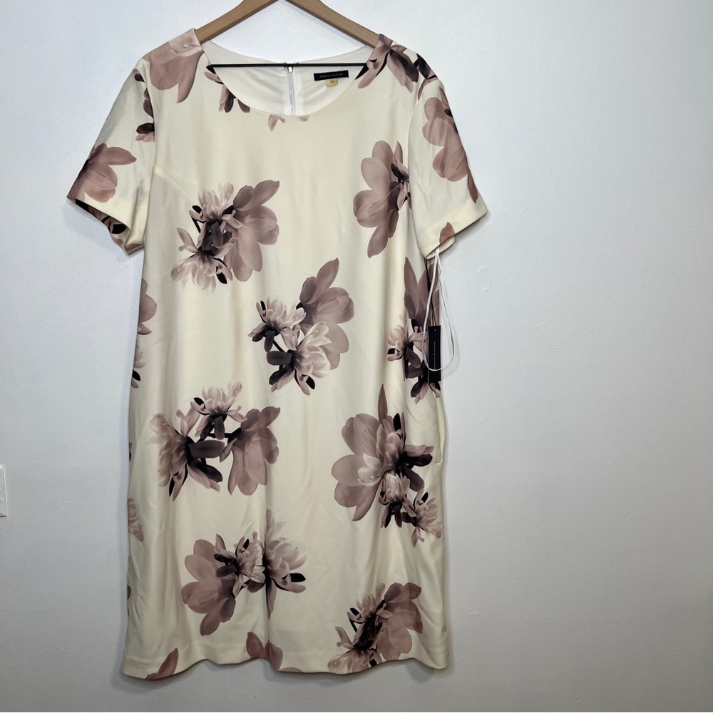 Tommy Hilfiger Floral Short Sleeve Trapeze Shift Dress NWT Size 16